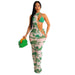 Color-Green-Women Clothing Summer Digital Printing Irregular Asymmetric Mesh Dress Bikini Three Piece Set-Fancey Boutique