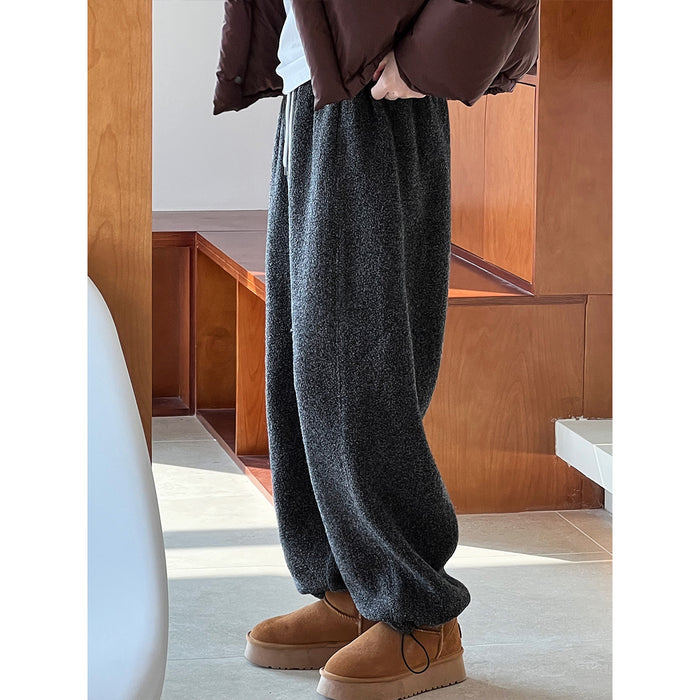 Color-Autumn Winter Woolen Woolen Casual Pants Sweatpants Women Autumn Winter Thickening Lamb Wool Ankle Banded Pants-Fancey Boutique