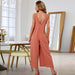 Color-Summer V neck Casual Wide Leg Solid Color Long Jumpsuit-Fancey Boutique