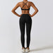 Color-Bra Trousers High-Grade Black-Autumn Winter Skinny Yoga Clothes Nude Feel Quick Drying Sports Suit Thin Fitness Clothes Three Piece Set-Fancey Boutique