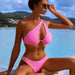 Color-Pink-Bikini Women Sexy Triangle Bag Scalloped Swimsuit Split Swimsuit-Fancey Boutique