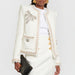 Color-Chain Edge Bow Beaded Classic Tweed Jacket Coat-Fancey Boutique