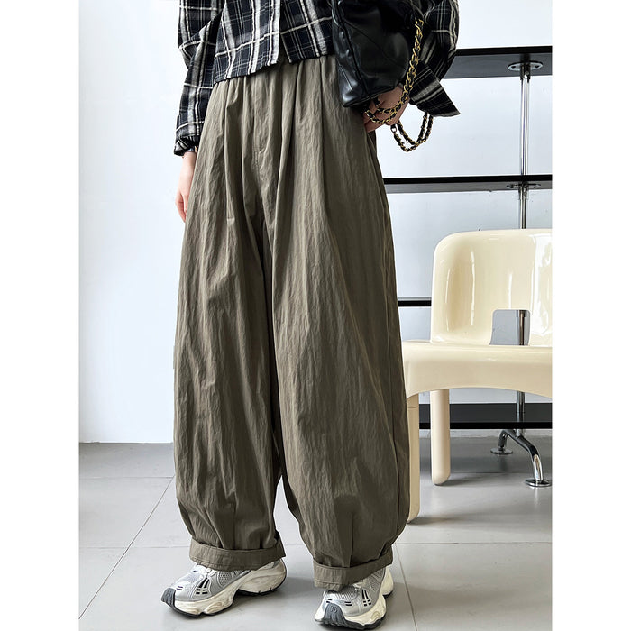 Color-Japanese Minimalist Profile Casual Pants Women Spring Autumn High Waist Loose Casual Straight Leg Wide Leg Overalls-Fancey Boutique