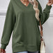 Color-Autumn Winter Women Clothing Sweater Solid Color V Neck Split Front Short Back Long Blouse-Fancey Boutique