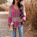 Color-Pink-Women Clothing Autumn Winter Casual Printing V Neck Long Sleeve Top-Fancey Boutique