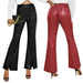 Color-Summer High Waist Slim Fit Slit Bell-Bottom Pants Casual Leather Pants-Fancey Boutique