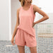 Color-Pink-Summer Women Clothing Loose Comfortable Camisole round Neck Vest Shorts Set Women-Fancey Boutique