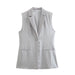Color-Gray-Autumn Women Clothing Casual Silk Satin Texture Blazer Vest-Fancey Boutique