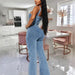 Color-Denim Jumpsuit Women Slim Fit Bodysuit Waist Tight Washed Suspender Jumpsuit-Fancey Boutique