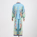 Color-Spring Printing Collared Puff Sleeve Long Sleeve Shirt High Waist Wide Leg Mopping Blouse Pants-Fancey Boutique