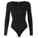 Color-Black-Spring Summer Long Sleeved T shirt Women Sexy V neck Breasted Knitted Body Shaping Sexy Jumpsuit Women-Fancey Boutique