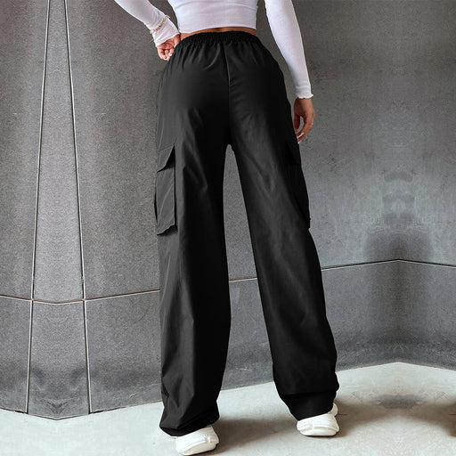 Color-Women Clothing Street Solid Color Elastic Waist Pocket Casual Working Pants-Fancey Boutique