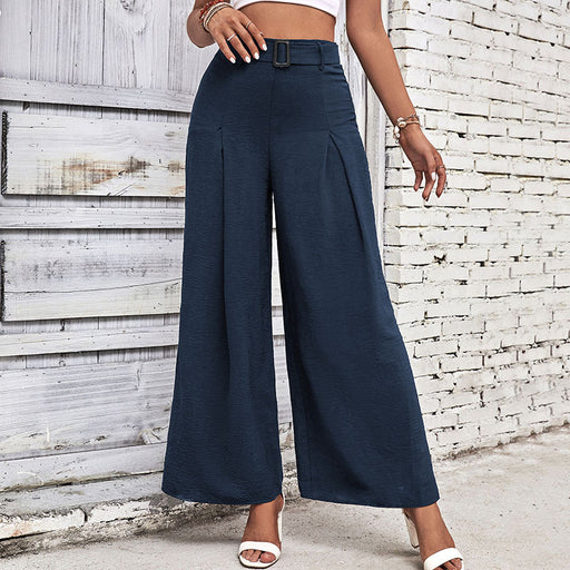 Color-Summer Women Clothing Solid Color High Waist Wide Leg Casual Pants Summer Women-Fancey Boutique