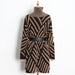 Color-Loose Knitted Dress Winter Stand Collar Oblique Buckle Long Sleeve Mink Hair Sweater with Belt-Fancey Boutique