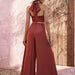 Color-Summer Solid Color Sexy Halter Chest Wrap Casual Wide-Leg Trousers Two-Piece Set-Fancey Boutique