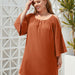 Color-Plus Size Women Clothing Solid Color Casual Holiday Dress Travel Crew Neck Split Puff Sleeve Dress-Fancey Boutique