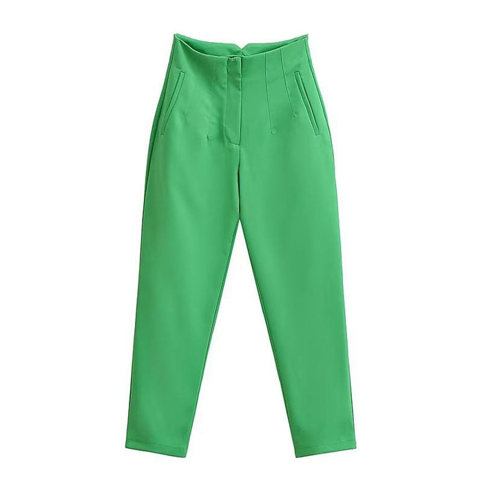 Color-Green Pants-Women Clothing RA French Multi-Color Candy Small Suit Casual Ankle Banded Pants Wild Suit-Fancey Boutique