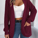 Color-Burgundy-Autumn Winter Casual Pocket Long Sleeve Knitted Sweater Cardigan Coat Women Clothing-Fancey Boutique