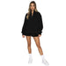 Color-Black-Autumn Winter Solid Color Stand Collar Zipper Pullover Long Sleeve Sweater Women Shorts Set-Fancey Boutique
