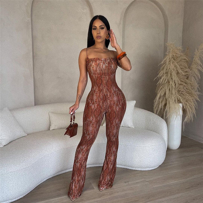 Color-Women Clothing Autumn Winter Low Cut Sling Backless High Waist Jumpsuit-Fancey Boutique