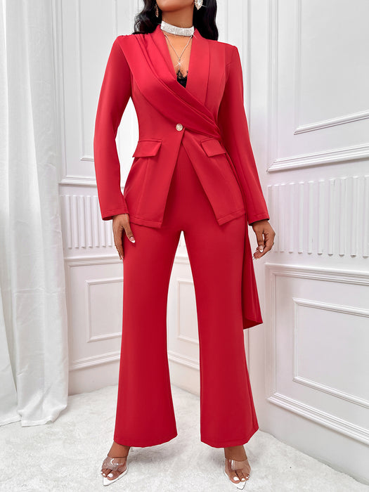 Color-Autumn Winter Casual Sexy Suit Solid Color Slim Ribbon Suit Women-Fancey Boutique