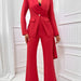 Color-Autumn Winter Casual Sexy Suit Solid Color Slim Ribbon Suit Women-Fancey Boutique