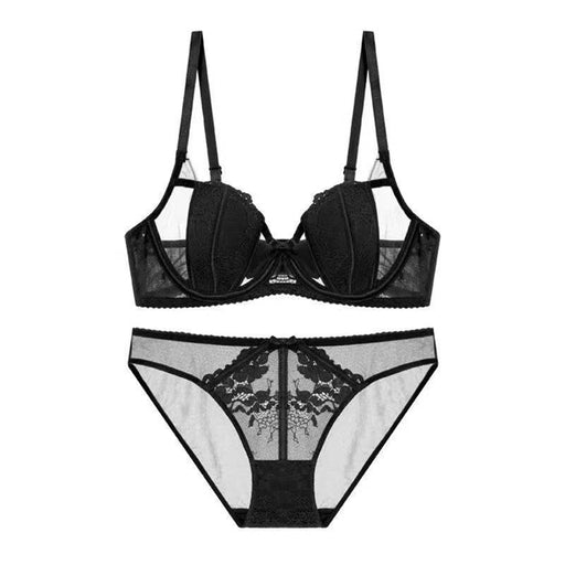 Color-Black-Underwear Women Big Chest Show Small Super Thin Chest Show Small Breast Holding Bra Suit Sexy Bra-Fancey Boutique