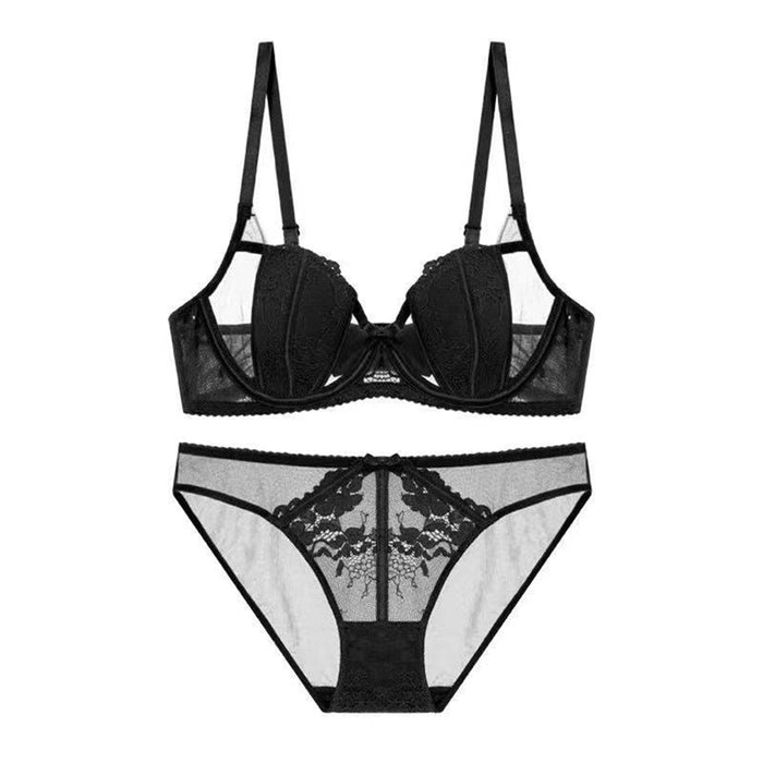 Color-Black-Underwear Women Big Chest Show Small Super Thin Chest Show Small Breast Holding Bra Suit Sexy Bra-Fancey Boutique