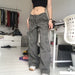 Color-Fall Low Waist Fashion Lace up Cargo Jeans Solid Color Multi Pocket Slimming Patchwork Trousers-Fancey Boutique