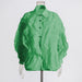 Color-Green-Autumn Niche Design Chiffon Blouse Office Wooden Ear Solid Color Chiffon Shirt for Women-Fancey Boutique