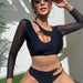 Color-Black-Stitching Long Sleeve Sunscreen Sexy Sneaky Design Split Two Piece Set-Fancey Boutique