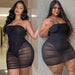 Color-Plus Size Sexy Big Brand Sheer Mesh Tight Slim Dress Dress-Fancey Boutique