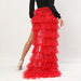 Color-Red-Pettiskirt Multi Layer Gauze Skirt over Skirt Bridesmaid Dress Light Dress Large Swing Mop One Piece Gauze Skirt-Fancey Boutique