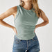 Color-Green-Rib Stitching Vest round Neck Sleeveless Bottoming Top High Grade Sweater-Fancey Boutique