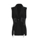 Color-Black-Fashionable All Matching Small Waistcoat Autumn Elegant Slim Fit Waist Trimming Lace Up Solid Color Sleeveless Vest Women-Fancey Boutique