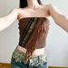 Color-Exotic Ethnic Metal Vintage Ornament Burrs Tube Top Two Piece Waste Soil Sexy Slim Fit Inner Wear Vest Top-Fancey Boutique
