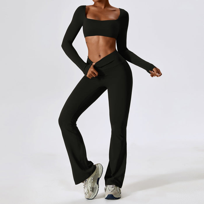 Color-Long-Sleeved Pants Black-Autumn Shockproof Nude Feel Yoga Suit Quick Drying Tight Fitness Suit Casual Sports Suit Women Clothing-Fancey Boutique