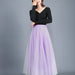 Color-Light Purple-Spring Swing Puffy Ankle Length Skirt High Waist Slim Fit Fairy Skirt Tulle Skirt A Line Skirt-Fancey Boutique