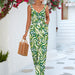 Color-Women Lotus Leaf Spaghetti Strap Floral Print Jumpsuit-Fancey Boutique
