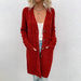 Color-Rust Red-Knitwear Autumn Winter Long Cable-Knit Sweater Women Button Cardigan-Fancey Boutique