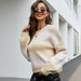 Color-Women Clothing Gradient Color Knitted Top Sweater Lazy Long Sleeve Pullover Sweater-Fancey Boutique