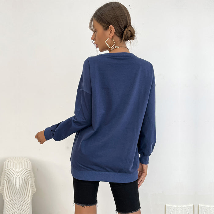 Color-Autumn Women Clothing Long Sleeve Letter Graphic Sweater Women-Fancey Boutique