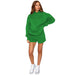 Color-Green-Autumn Winter Solid Color Hooded Pullover Long Sleeve Sweaters Women Clothing Shorts Suit-Fancey Boutique