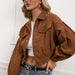 Color-Single Breasted Collared Pocket Short Jacket Women-Fancey Boutique