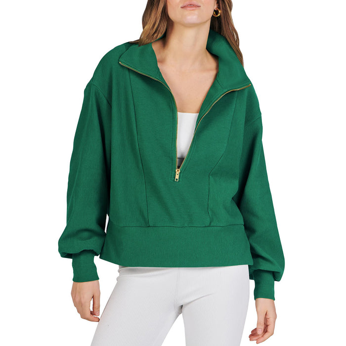 Color-Women Clothing Autumn Winter Top Half Zipper Pullover Long Sleeve Sweatshirt Sweater Women-Fancey Boutique