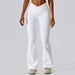Color-Swan White-Cross High Waist Yoga Bell Bottom Pants Women Dance Sports Wide Leg Pants Casual Hip Lifting Fitness Bootcut Trousers-Fancey Boutique