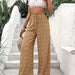 Color-Khaki-Casual Micro Elastic Loose Smocking High Waist Jacquard Casual Pants Wide Leg Pants Trousers for Women-Fancey Boutique