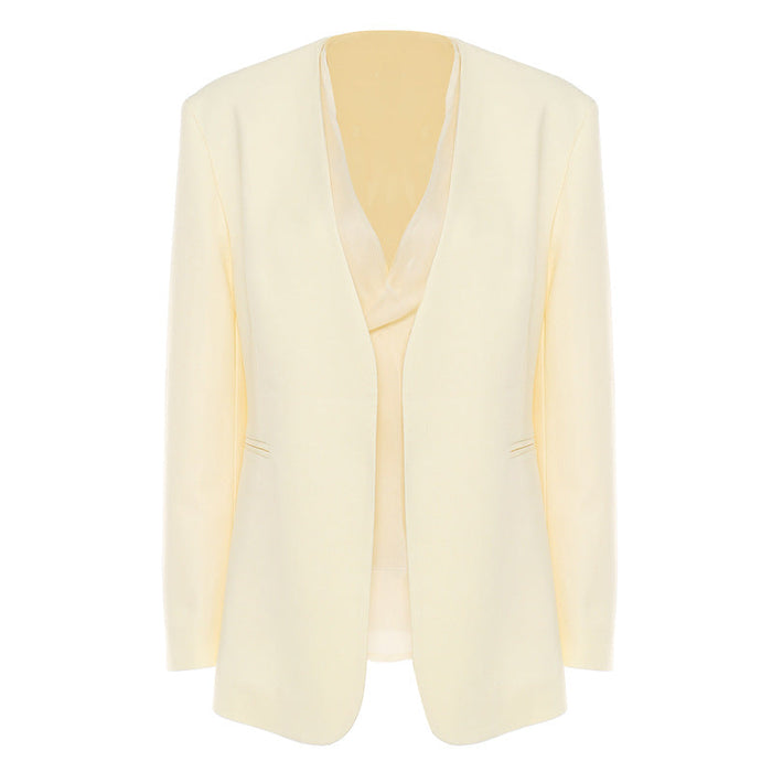 Color-Capable French Soft Light Luxury Color Office Faux Two Piece Blazer Top for Women-Fancey Boutique