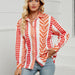 Color-Orange-Women Bohemian Collared Shirt Striped Shirt Casual Women Top-Fancey Boutique