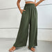 Color-Green-Women Clothing Summer Solid Color Flared Wide Leg Pants-Fancey Boutique